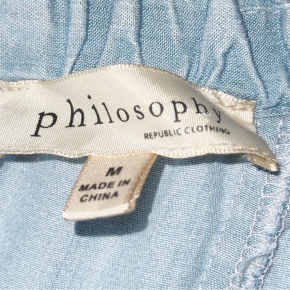 Philosophy Skirt Blue Chambray Sz Med Pull-On Angled A-Line Seamed Rock-A-Billy - Picture 15 of 16